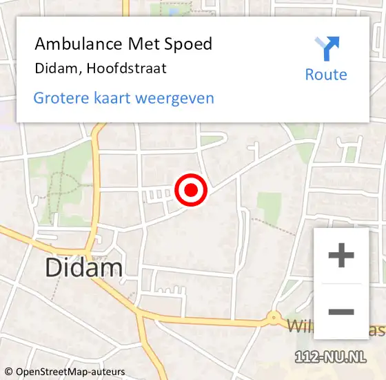 Locatie op kaart van de 112 melding: Ambulance Met Spoed Naar Didam, Hoofdstraat op 25 juli 2022 09:32