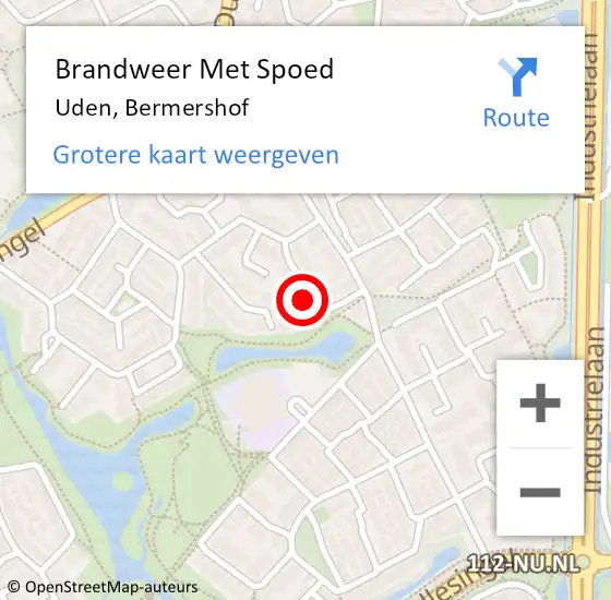 Locatie op kaart van de 112 melding: Brandweer Met Spoed Naar Uden, Bermershof op 25 juli 2022 09:49