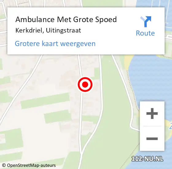 Locatie op kaart van de 112 melding: Ambulance Met Grote Spoed Naar Kerkdriel, Uitingstraat op 25 juli 2022 10:13