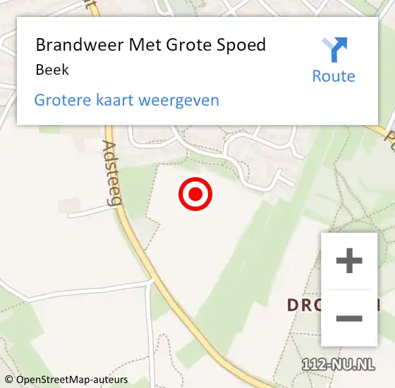 Locatie op kaart van de 112 melding: Brandweer Met Grote Spoed Naar Beek op 25 juli 2022 10:35