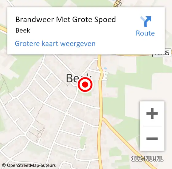 Locatie op kaart van de 112 melding: Brandweer Met Grote Spoed Naar Beek op 25 juli 2022 10:35