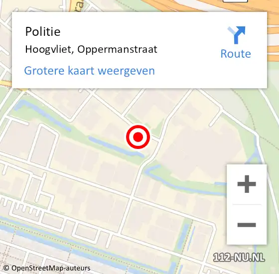 Locatie op kaart van de 112 melding: Politie Hoogvliet, Oppermanstraat op 25 juli 2022 10:42