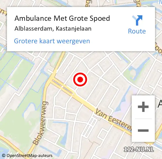 Locatie op kaart van de 112 melding: Ambulance Met Grote Spoed Naar Alblasserdam, Kastanjelaan op 25 juli 2022 10:43