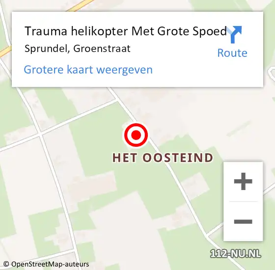 Locatie op kaart van de 112 melding: Trauma helikopter Met Grote Spoed Naar Sprundel, Groenstraat op 25 juli 2022 10:45