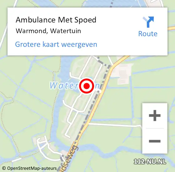 Locatie op kaart van de 112 melding: Ambulance Met Spoed Naar Warmond, Watertuin op 25 juli 2022 10:56