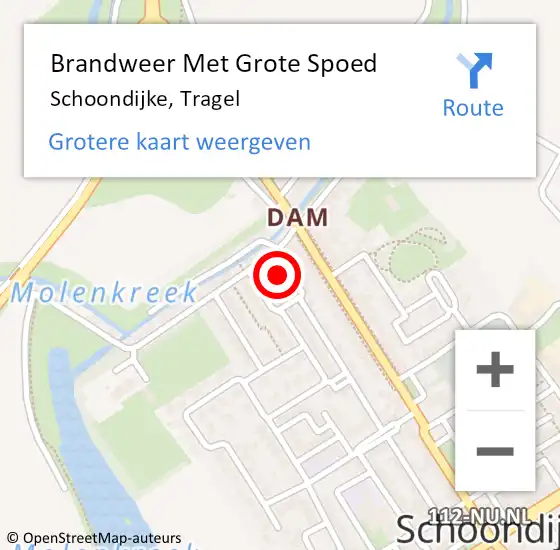 Locatie op kaart van de 112 melding: Brandweer Met Grote Spoed Naar Schoondijke, Tragel op 25 juli 2022 10:59