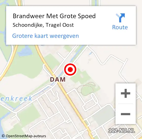 Locatie op kaart van de 112 melding: Brandweer Met Grote Spoed Naar Schoondijke, Tragel Oost op 25 juli 2022 11:03