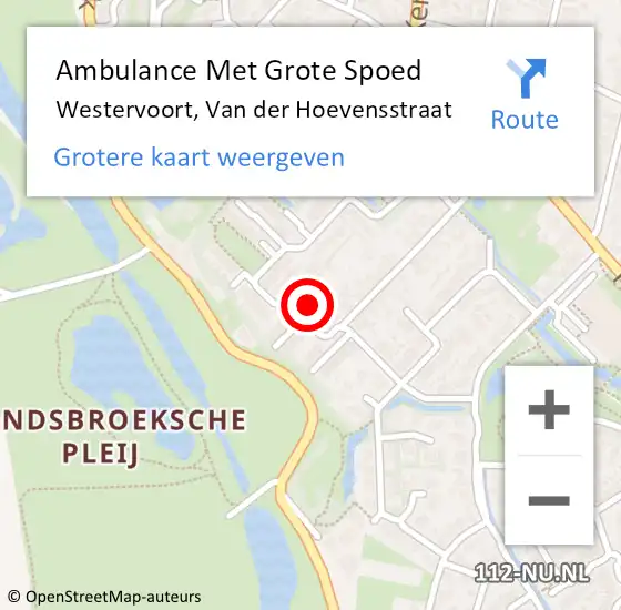 Locatie op kaart van de 112 melding: Ambulance Met Grote Spoed Naar Westervoort, Van der Hoevensstraat op 25 juli 2022 11:24