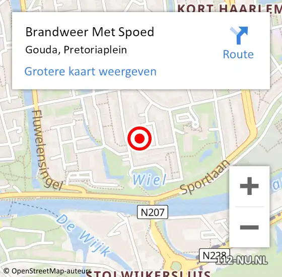 Locatie op kaart van de 112 melding: Brandweer Met Spoed Naar Gouda, Pretoriaplein op 25 juli 2022 11:31