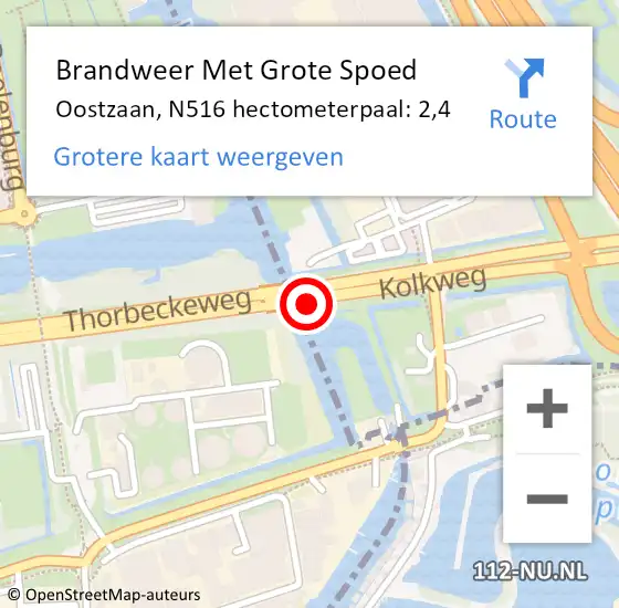 Locatie op kaart van de 112 melding: Brandweer Met Grote Spoed Naar Oostzaan, N516 hectometerpaal: 2,4 op 25 juli 2022 11:39
