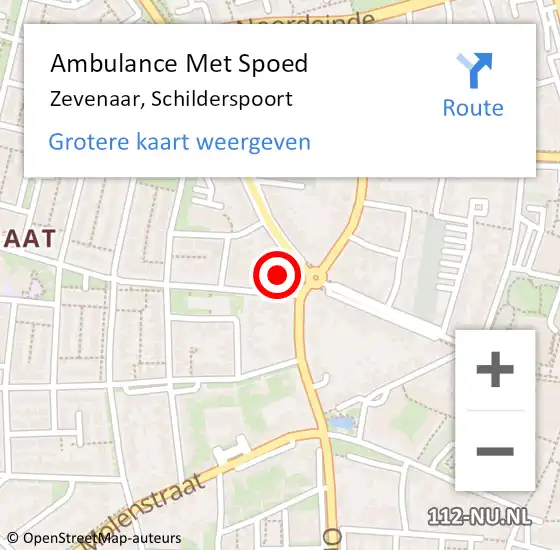 Locatie op kaart van de 112 melding: Ambulance Met Spoed Naar Zevenaar, Schilderspoort op 25 juli 2022 11:42