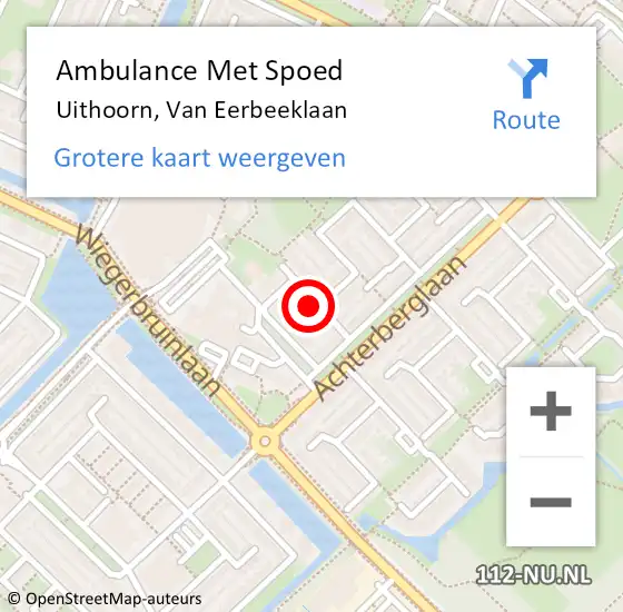 Locatie op kaart van de 112 melding: Ambulance Met Spoed Naar Uithoorn, Van Eerbeeklaan op 25 juli 2022 11:57