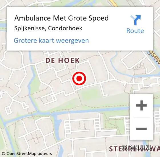 Locatie op kaart van de 112 melding: Ambulance Met Grote Spoed Naar Spijkenisse, Condorhoek op 25 juli 2022 12:15