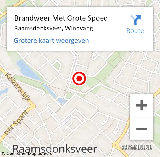 Locatie op kaart van de 112 melding: Brandweer Met Grote Spoed Naar Raamsdonksveer, Windvang op 25 juli 2022 12:42