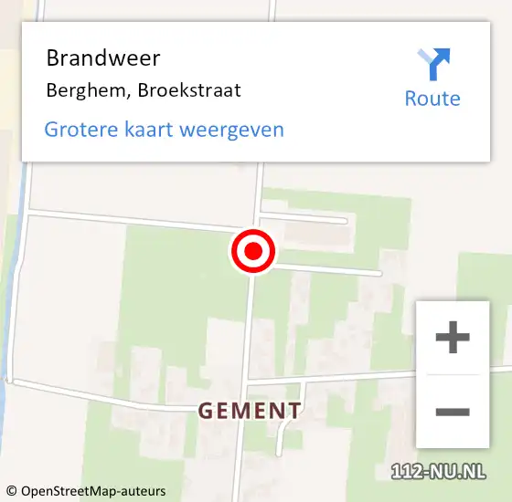 Locatie op kaart van de 112 melding: Brandweer Berghem, Broekstraat op 24 juli 2014 11:17