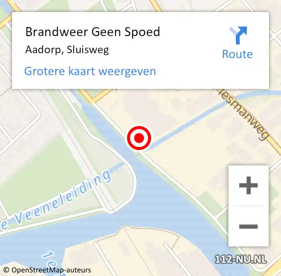 Locatie op kaart van de 112 melding: Brandweer Geen Spoed Naar Aadorp, Sluisweg op 25 juli 2022 12:49