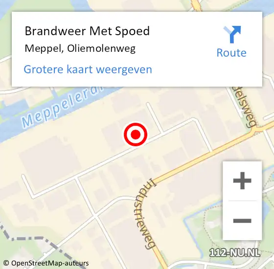 Locatie op kaart van de 112 melding: Brandweer Met Spoed Naar Meppel, Oliemolenweg op 25 juli 2022 12:55