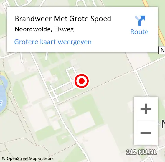 Locatie op kaart van de 112 melding: Brandweer Met Grote Spoed Naar Noordwolde, Elsweg op 25 juli 2022 12:56