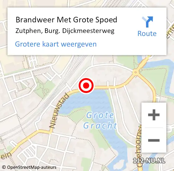 Locatie op kaart van de 112 melding: Brandweer Met Grote Spoed Naar Zutphen, Burg. Dijckmeesterweg op 25 juli 2022 13:02