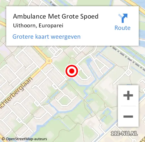 Locatie op kaart van de 112 melding: Ambulance Met Grote Spoed Naar Uithoorn, Europarei op 25 juli 2022 13:03