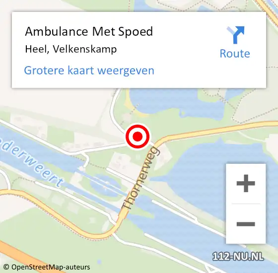 Locatie op kaart van de 112 melding: Ambulance Met Spoed Naar Heel, Velkenskamp op 25 juli 2022 13:14