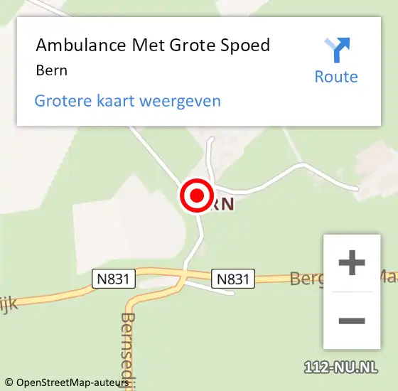 Locatie op kaart van de 112 melding: Ambulance Met Grote Spoed Naar Bern op 25 juli 2022 13:27