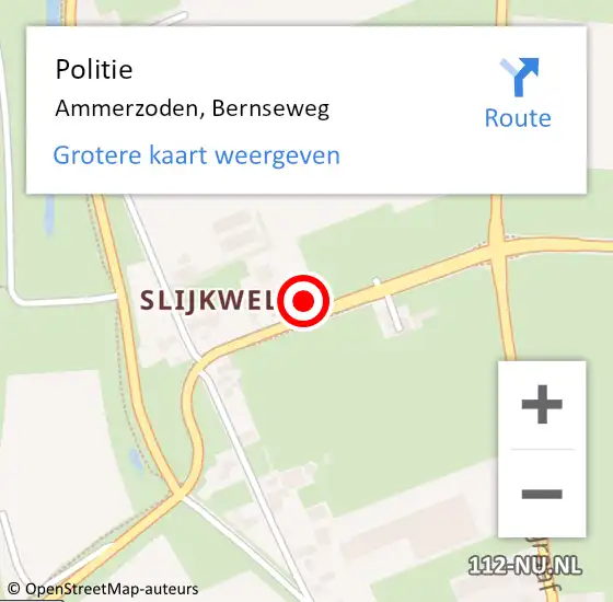 Locatie op kaart van de 112 melding: Politie Ammerzoden, Bernseweg op 25 juli 2022 13:31