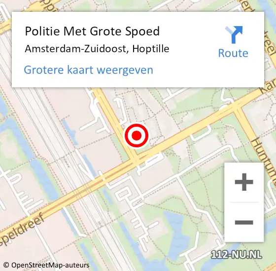 Locatie op kaart van de 112 melding: Politie Met Grote Spoed Naar Amsterdam-Zuidoost, Hoptille op 25 juli 2022 13:46