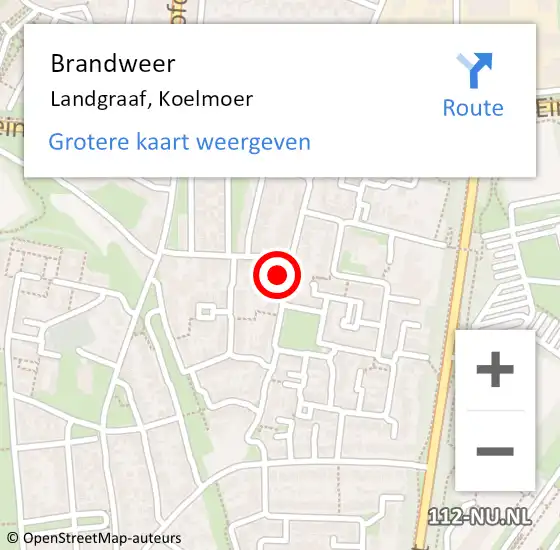 Locatie op kaart van de 112 melding: Brandweer Landgraaf, Koelmoer op 25 juli 2022 13:49