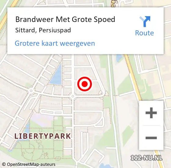 Locatie op kaart van de 112 melding: Brandweer Met Grote Spoed Naar Sittard, Persiuspad op 25 juli 2022 13:56