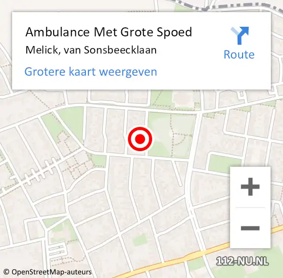 Locatie op kaart van de 112 melding: Ambulance Met Grote Spoed Naar Melick, van Sonsbeecklaan op 25 juli 2022 14:27