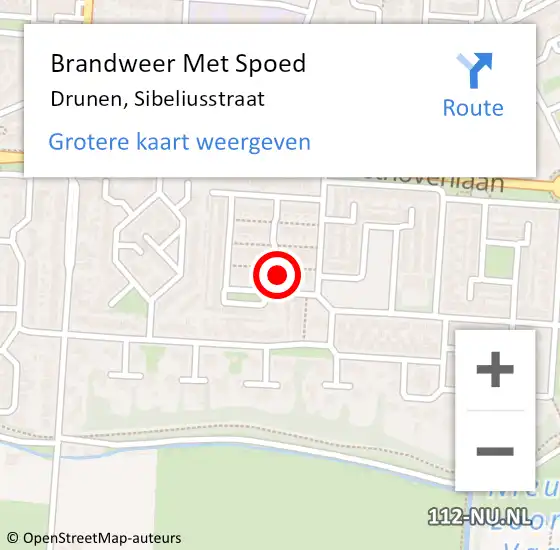 Locatie op kaart van de 112 melding: Brandweer Met Spoed Naar Drunen, Sibeliusstraat op 25 juli 2022 14:28