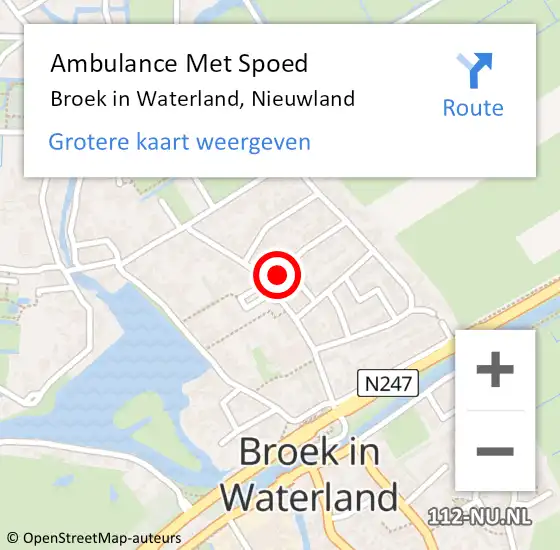 Locatie op kaart van de 112 melding: Ambulance Met Spoed Naar Broek in Waterland, Nieuwland op 25 juli 2022 14:29