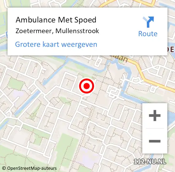 Locatie op kaart van de 112 melding: Ambulance Met Spoed Naar Zoetermeer, Mullensstrook op 25 juli 2022 14:31