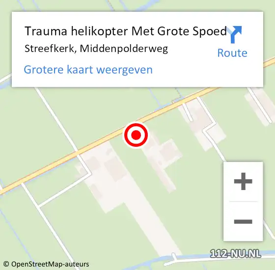 Locatie op kaart van de 112 melding: Trauma helikopter Met Grote Spoed Naar Streefkerk, Middenpolderweg op 25 juli 2022 14:37