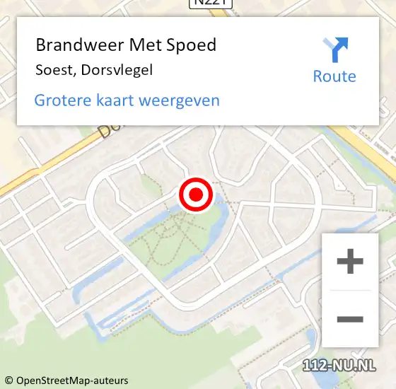 Locatie op kaart van de 112 melding: Brandweer Met Spoed Naar Soest, Dorsvlegel op 25 juli 2022 14:40