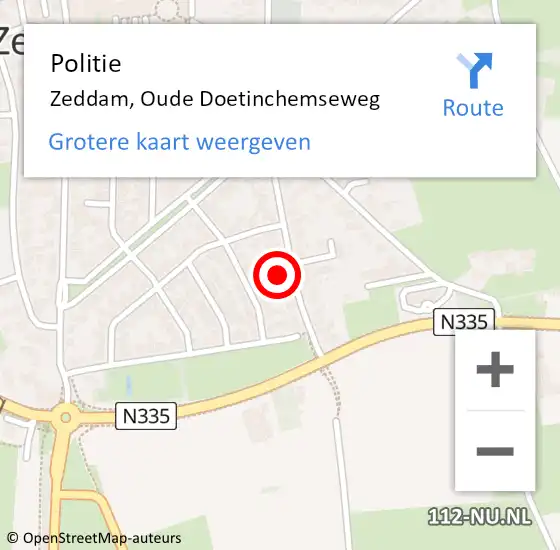 Locatie op kaart van de 112 melding: Politie Zeddam, Oude Doetinchemseweg op 25 juli 2022 14:51