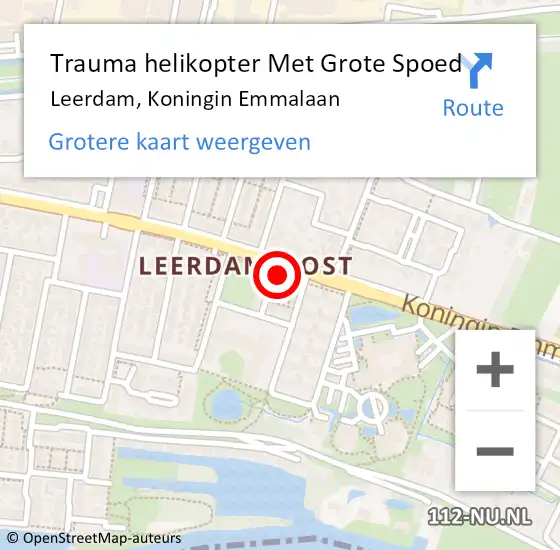 Locatie op kaart van de 112 melding: Trauma helikopter Met Grote Spoed Naar Leerdam, Koningin Emmalaan op 25 juli 2022 14:59