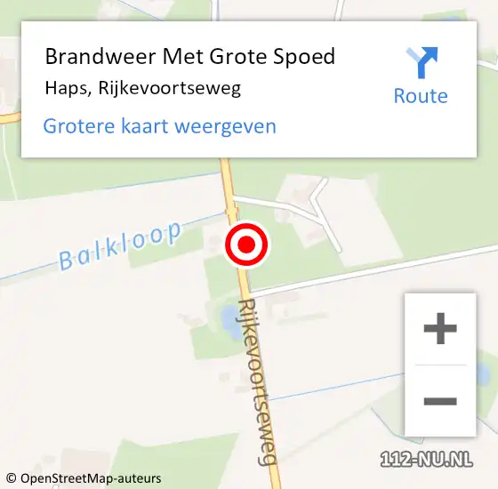 Locatie op kaart van de 112 melding: Brandweer Met Grote Spoed Naar Haps, Rijkevoortseweg op 25 juli 2022 15:10