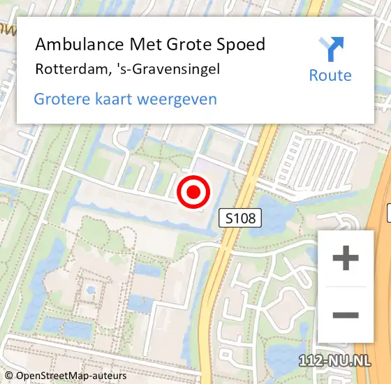 Locatie op kaart van de 112 melding: Ambulance Met Grote Spoed Naar Rotterdam, 's-Gravensingel op 25 juli 2022 15:13