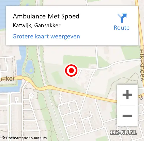 Locatie op kaart van de 112 melding: Ambulance Met Spoed Naar Katwijk, Gansakker op 24 juli 2014 11:33