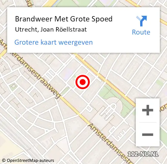 Locatie op kaart van de 112 melding: Brandweer Met Grote Spoed Naar Utrecht, Joan Röellstraat op 25 juli 2022 15:47