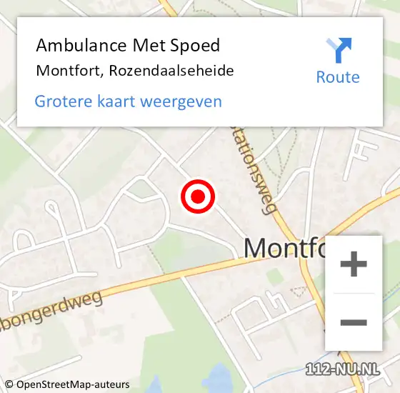 Locatie op kaart van de 112 melding: Ambulance Met Spoed Naar Montfort, Rozendaalseheide op 25 juli 2022 15:59