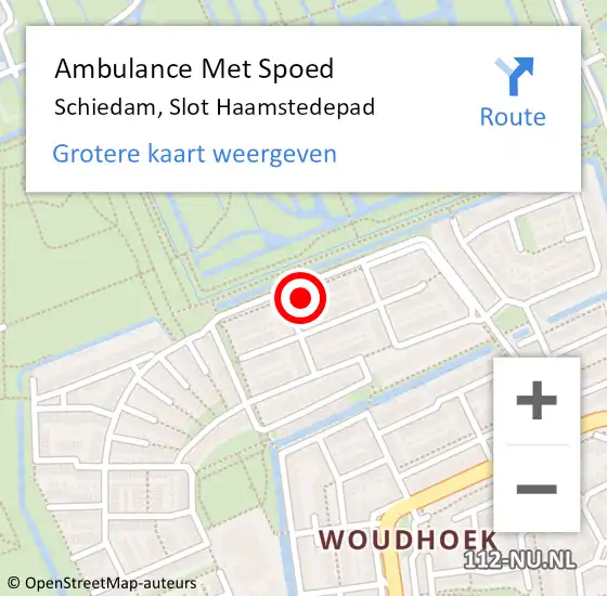 Locatie op kaart van de 112 melding: Ambulance Met Spoed Naar Schiedam, Slot Haamstedepad op 25 juli 2022 16:08