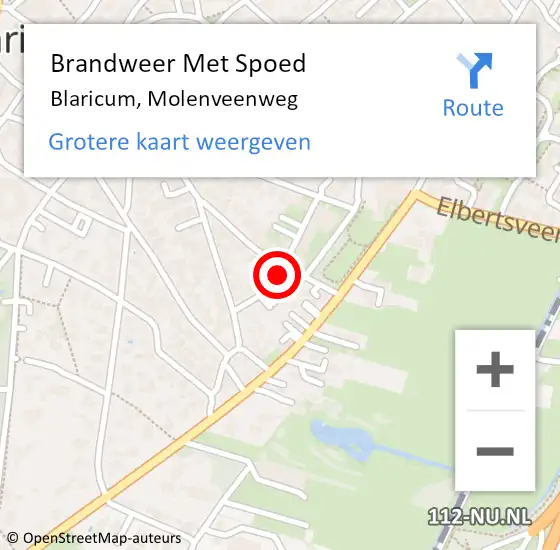 Locatie op kaart van de 112 melding: Brandweer Met Spoed Naar Blaricum, Molenveenweg op 25 juli 2022 16:17