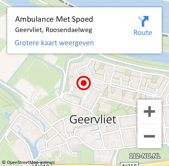 Locatie op kaart van de 112 melding: Ambulance Met Spoed Naar Geervliet, Roosendaelweg op 25 juli 2022 16:23