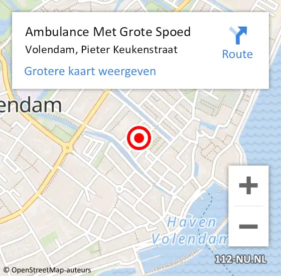 Locatie op kaart van de 112 melding: Ambulance Met Grote Spoed Naar Volendam, Pieter Keukenstraat op 25 juli 2022 16:23