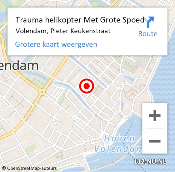 Locatie op kaart van de 112 melding: Trauma helikopter Met Grote Spoed Naar Volendam, Pieter Keukenstraat op 25 juli 2022 16:23