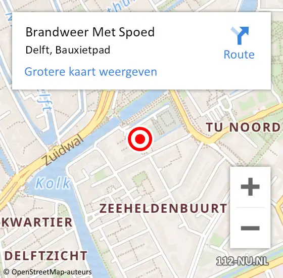 Locatie op kaart van de 112 melding: Brandweer Met Spoed Naar Delft, Bauxietpad op 25 juli 2022 16:28