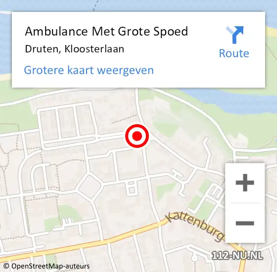 Locatie op kaart van de 112 melding: Ambulance Met Grote Spoed Naar Druten, Kloosterlaan op 25 juli 2022 17:02